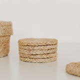 Handwoven Jute Round Coasters - Set of 8