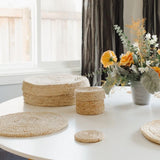 Handwoven Jute Round Coasters - Set of 8