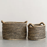 Oval Jute Baskets - Stripes