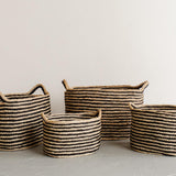 Oval Jute Baskets - Stripes