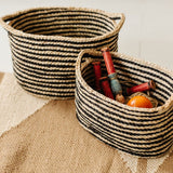 Oval Jute Baskets - Stripes