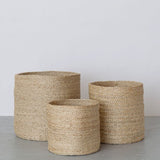 Tall Round Jute Storage Baskets Natural