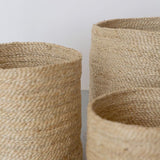 Tall Round Jute Storage Baskets Natural