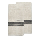 Vintage Linen Marseille - Black/Natural - Tea Towels: Set/2