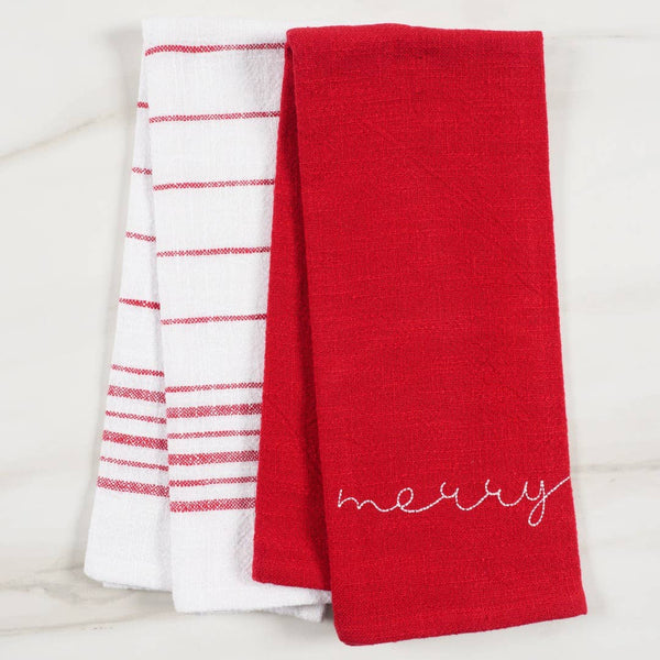 Holiday Kitchen Towels, 18"x 28", Set/2: Merry
