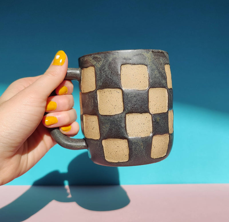 Checkerboard Mug - Matte Black: 12oz