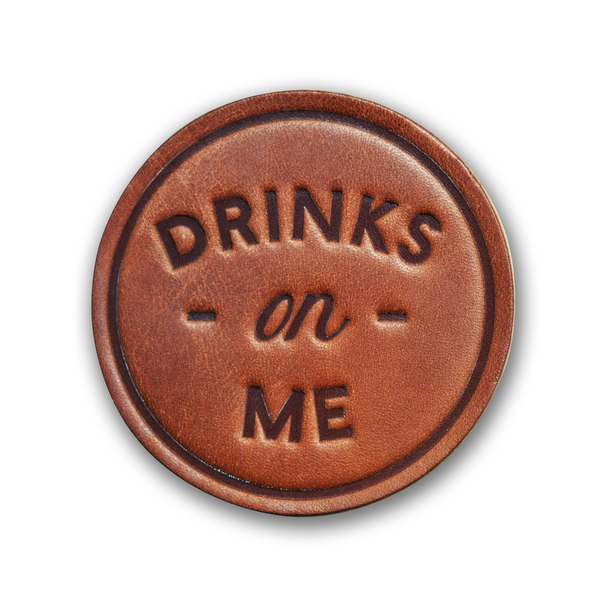 Drinks on Me Leather Coasters: Set/2