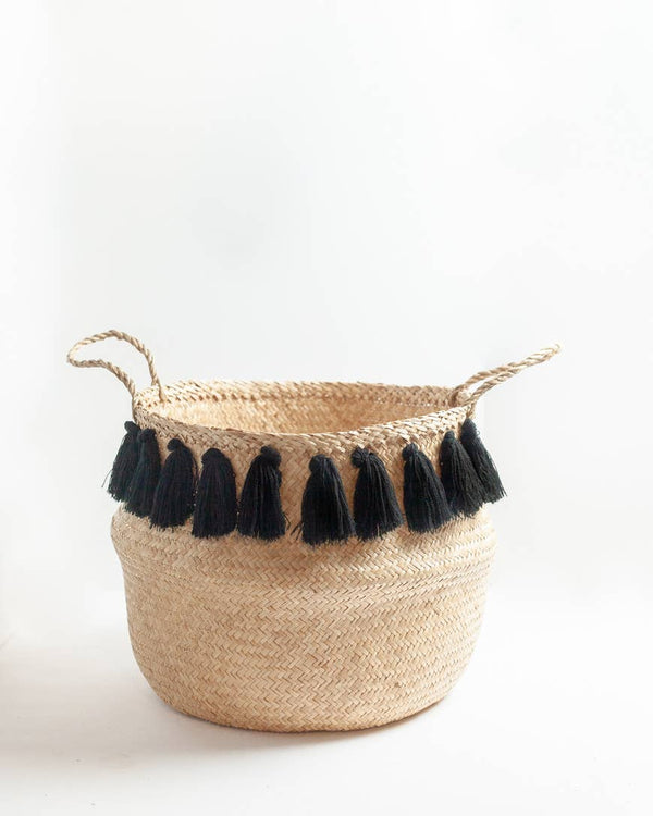 Black Tasseled Baskets: Set/2