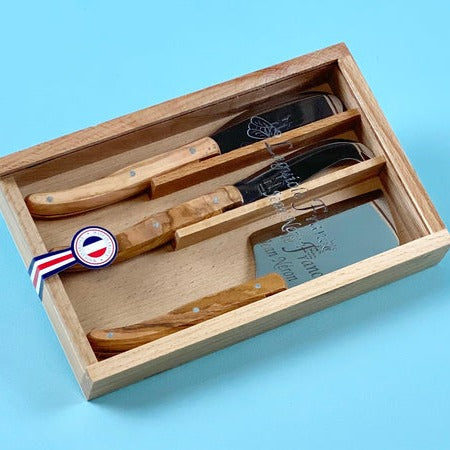 Laguiole Olivewood Cheese Set