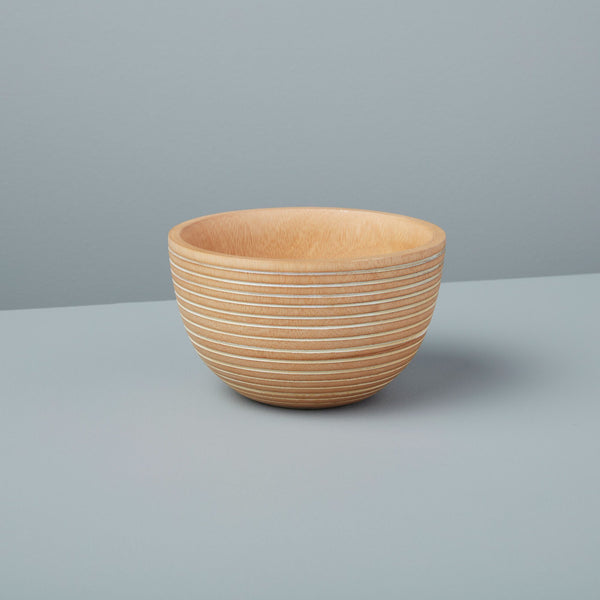 White Stripe Mango Wood Bowl, Small